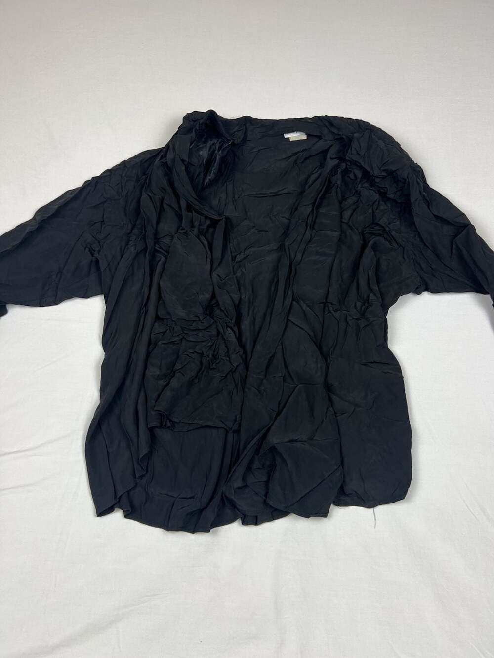 Adrian Jordan Black Crushed Fabric Open Collar Blouse Jacket